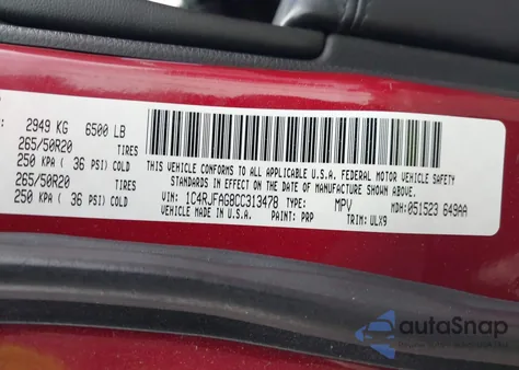 2012 Jeep Grand Cherokee Laredo from USA, damaged, VIN 1C4RJFAG8CC313478